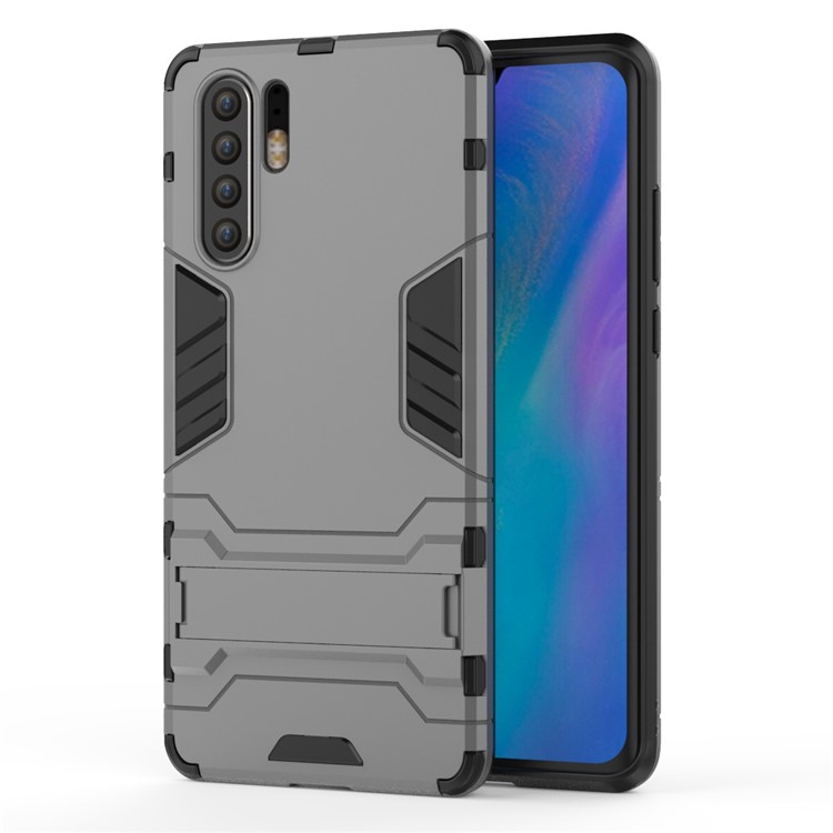 Plastic + TPU Hybrid Case with Kickstand for Huawei P30 Pro - Grey-2
