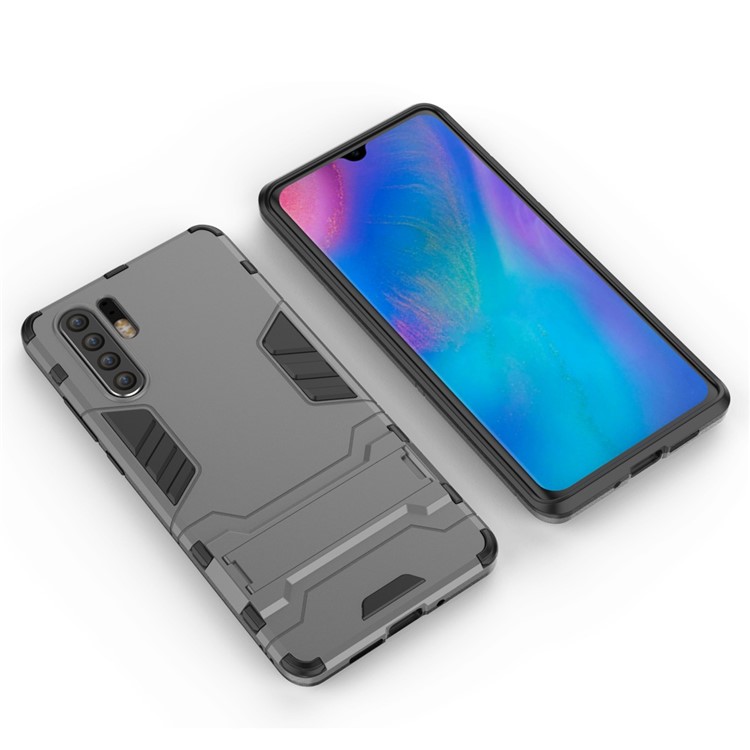 Plastic + TPU Hybrid Case with Kickstand for Huawei P30 Pro - Grey-3