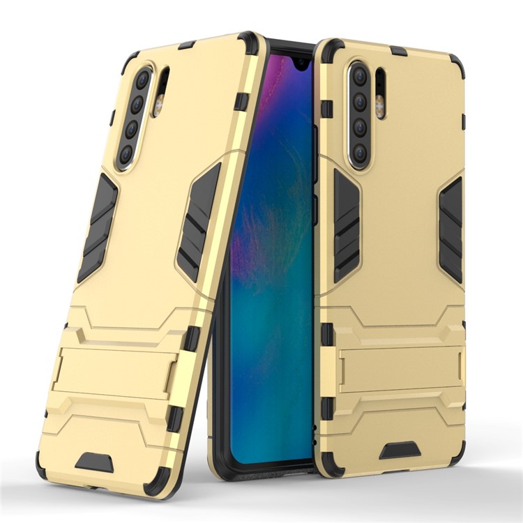 Plastic + TPU Hybrid Case with Kickstand for Huawei P30 Pro - Gold-1