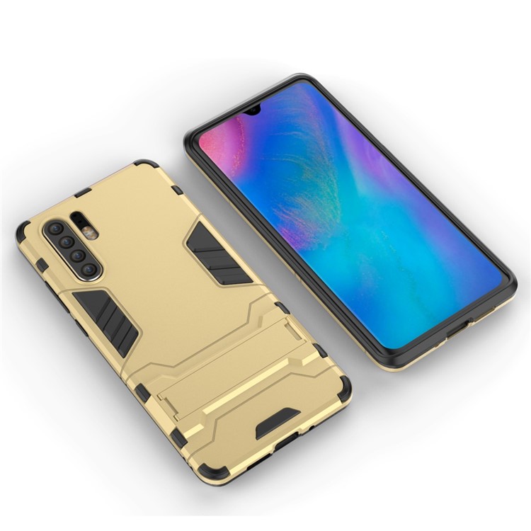 Plastic + TPU Hybrid Case with Kickstand for Huawei P30 Pro - Gold-3