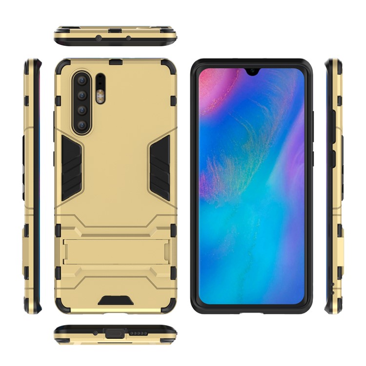 Plastic + TPU Hybrid Case with Kickstand for Huawei P30 Pro - Gold-4