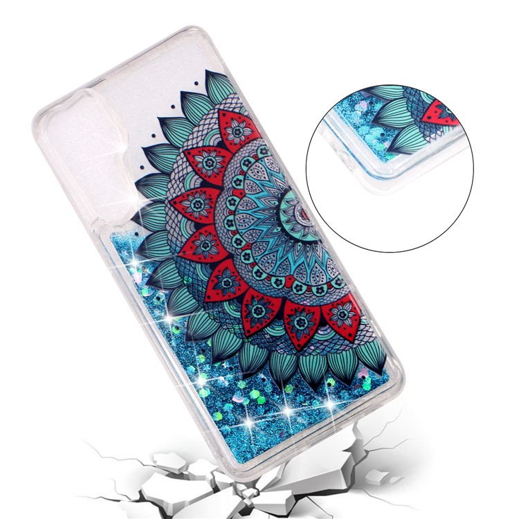 Pattern Printing Embossed Glitter Powder Quicksand TPU Case for Huawei P30 Pro - Mandala Flower-1