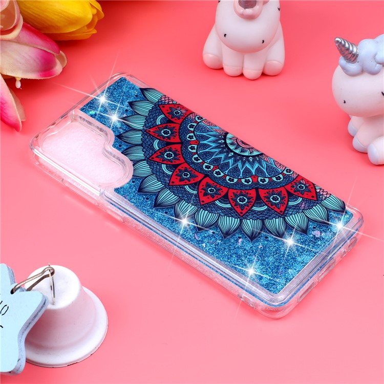 Pattern Printing Embossed Glitter Powder Quicksand TPU Case for Huawei P30 Pro - Mandala Flower-6