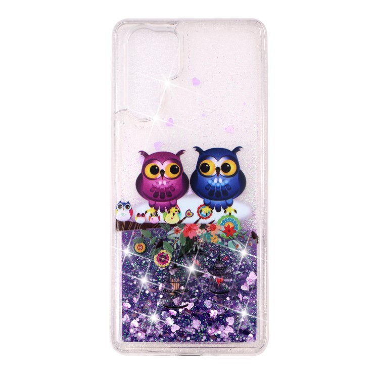 Pattern Printing Embossed Glitter Powder Quicksand TPU Case for Huawei P30 Pro - Lovely Owls-2