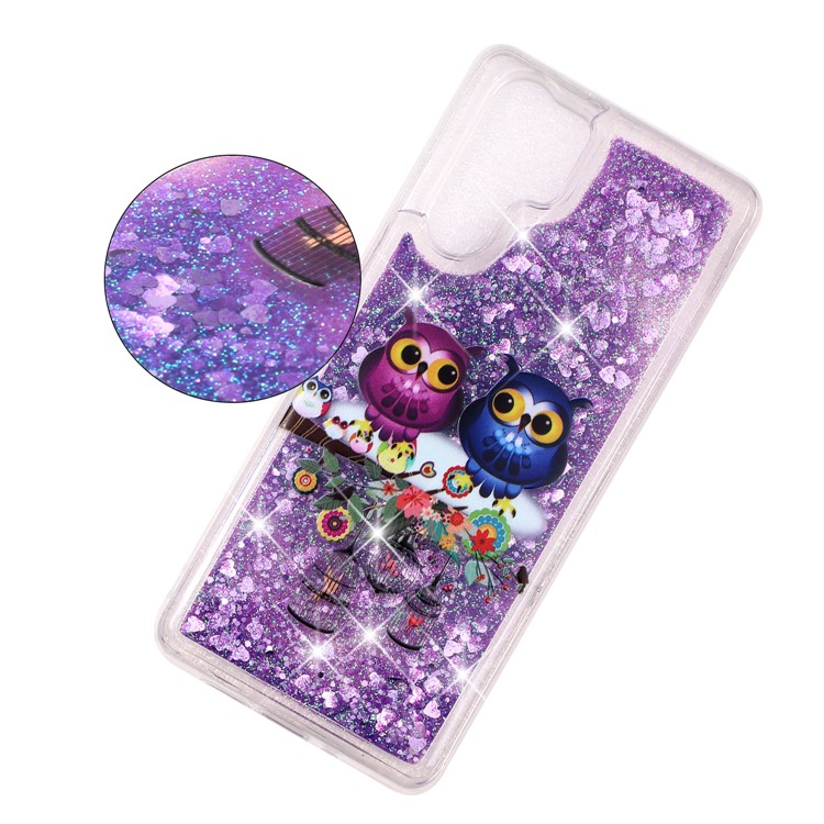 Pattern Printing Embossed Glitter Powder Quicksand TPU Case for Huawei P30 Pro - Lovely Owls-3