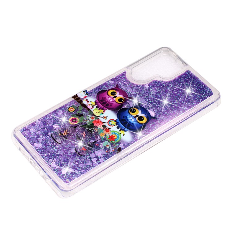 Pattern Printing Embossed Glitter Powder Quicksand TPU Case for Huawei P30 Pro - Lovely Owls-4