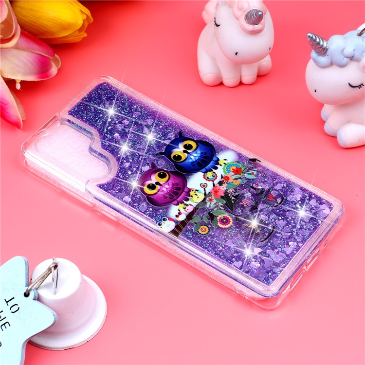 Pattern Printing Embossed Glitter Powder Quicksand TPU Case for Huawei P30 Pro - Lovely Owls-6