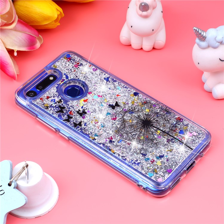 For Huawei Honor View 20 / Honor V20 (China) Embossed Pattern Glitter Powder Quicksand TPU Protection Case - Dandelion and Butterfly-6