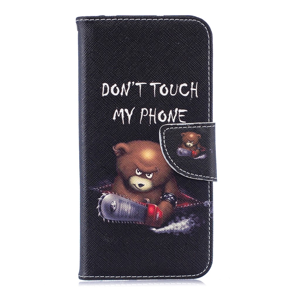 Pattern Printing PU Leather Flip Cover for Huawei Honor 8A - Bear And Its Warnings-2