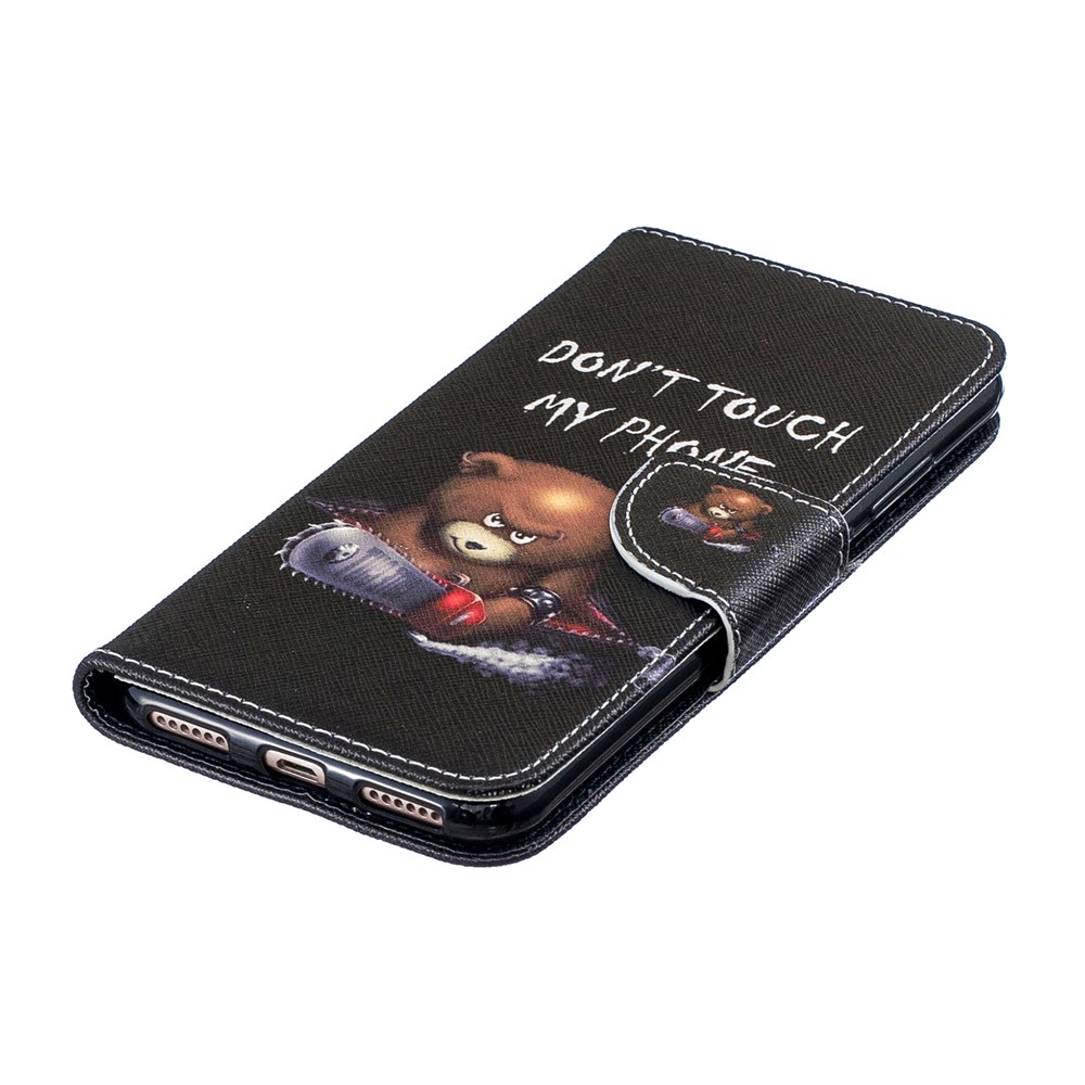 Pattern Printing PU Leather Flip Cover for Huawei Honor 8A - Bear And Its Warnings-6
