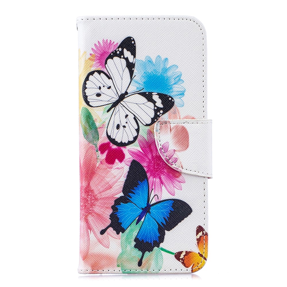 Pattern Printing PU Leather Flip Cover for Huawei Honor 8A - Butterflies and Flowers-2