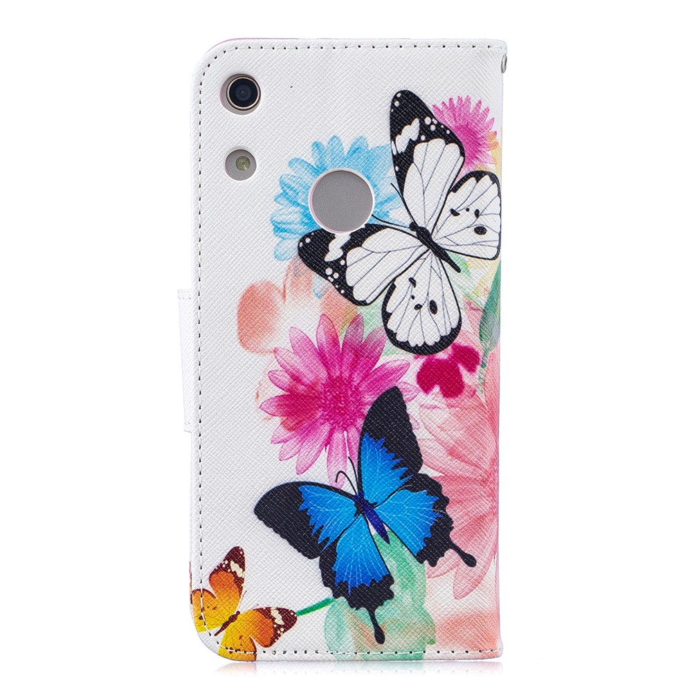 Pattern Printing PU Leather Flip Cover for Huawei Honor 8A - Butterflies and Flowers-3