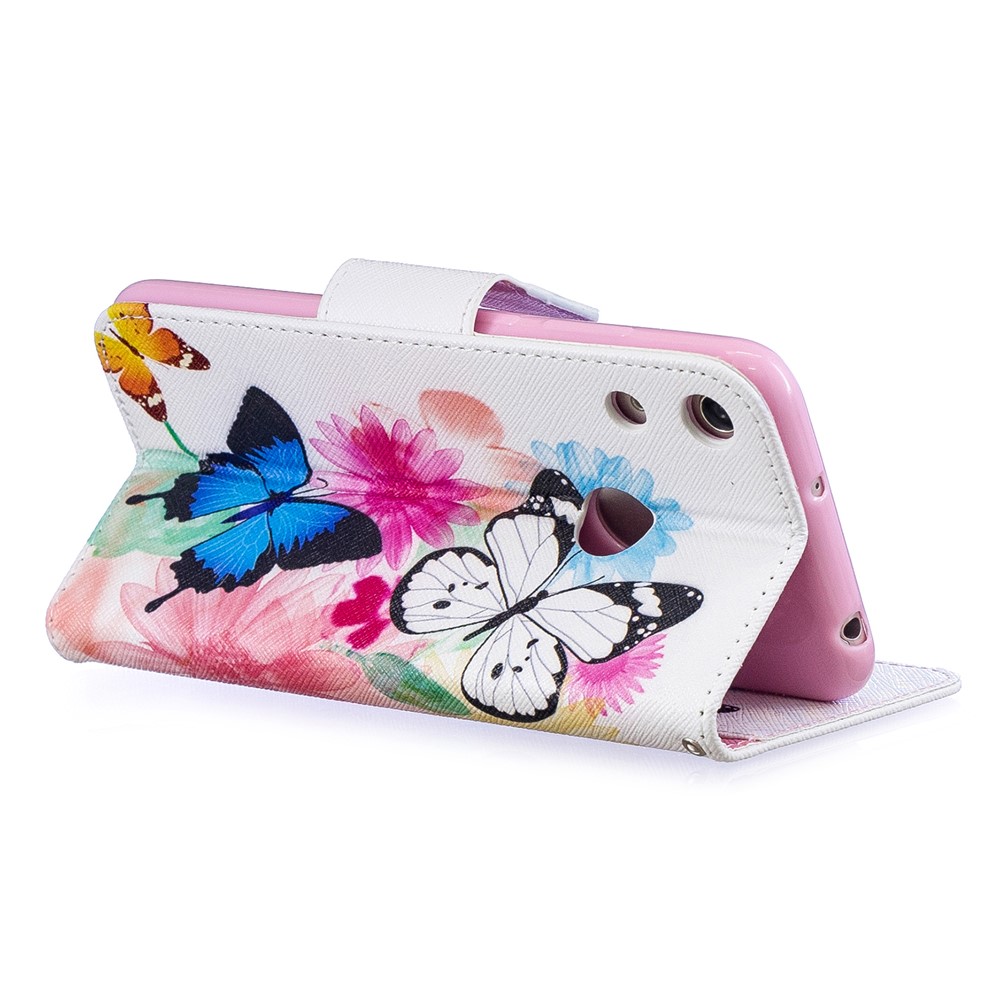 Pattern Printing PU Leather Flip Cover for Huawei Honor 8A - Butterflies and Flowers-4