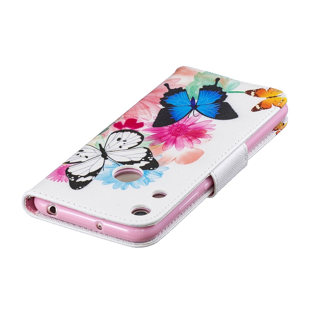 Pattern Printing PU Leather Flip Cover for Huawei Honor 8A - Butterflies and Flowers-7