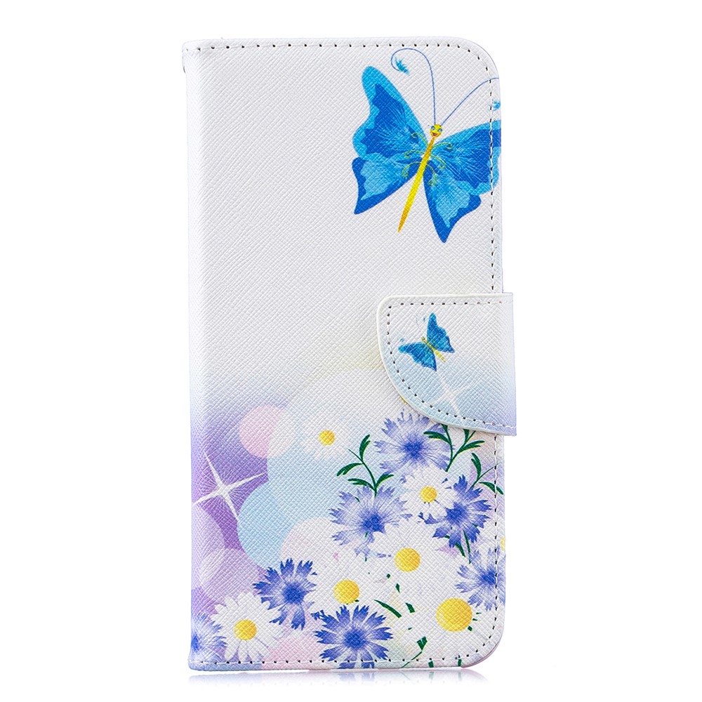 Pattern Printing PU Leather Flip Cover for Huawei Honor 8A - Blue Butterflies-2