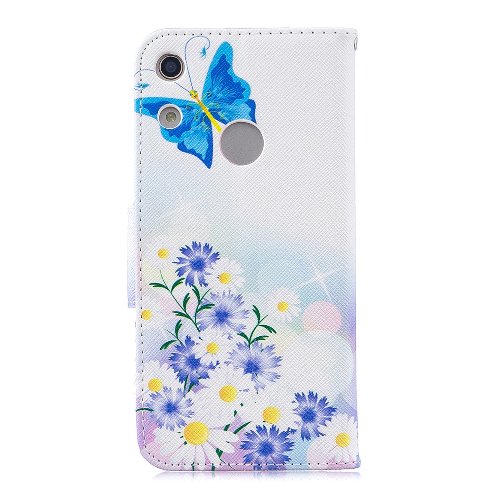 Pattern Printing PU Leather Flip Cover for Huawei Honor 8A - Blue Butterflies-3