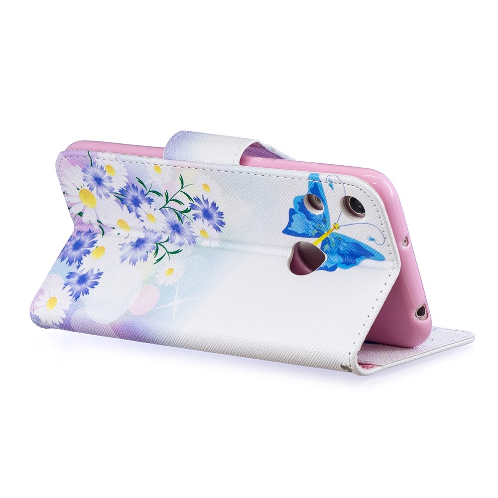 Pattern Printing PU Leather Flip Cover for Huawei Honor 8A - Blue Butterflies-4