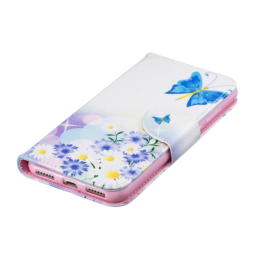 Pattern Printing PU Leather Flip Cover for Huawei Honor 8A - Blue Butterflies-6