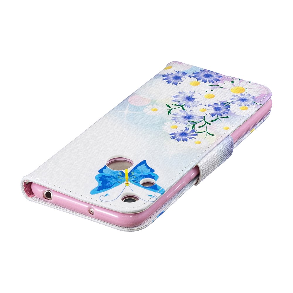 Pattern Printing PU Leather Flip Cover for Huawei Honor 8A - Blue Butterflies-7