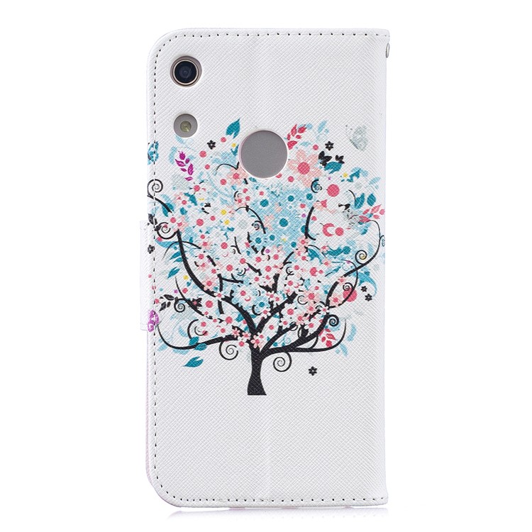 Pattern Printing PU Leather Flip Cover for Huawei Honor 8A - Flowered Tree-3