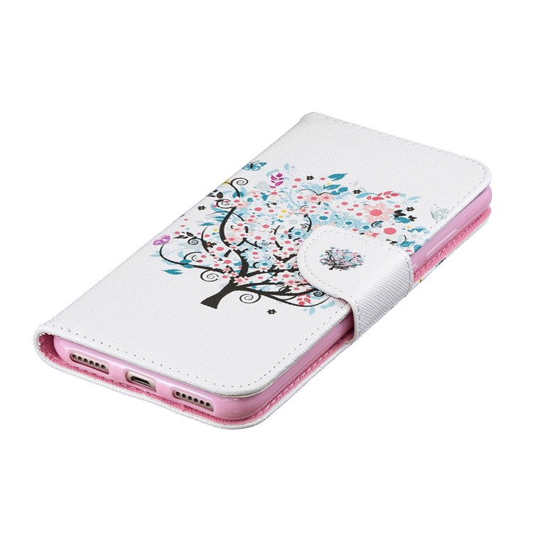 Pattern Printing PU Leather Flip Cover for Huawei Honor 8A - Flowered Tree-6