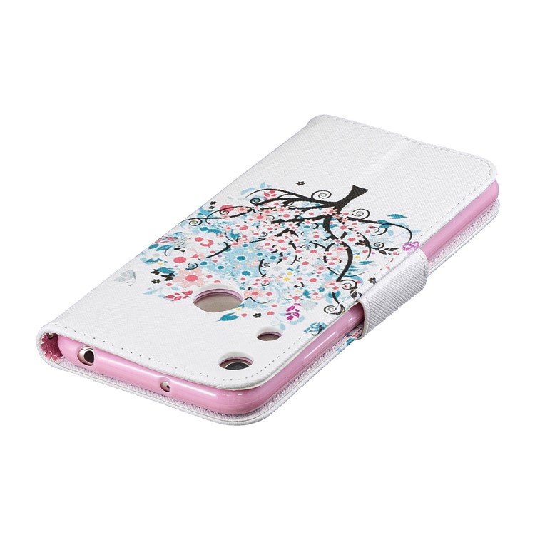 Pattern Printing PU Leather Flip Cover for Huawei Honor 8A - Flowered Tree-7