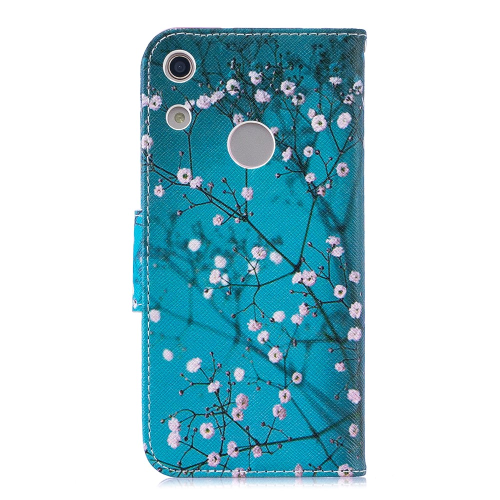 Pattern Printing PU Leather Flip Cover for Huawei Honor 8A - Tree with Flowers-3