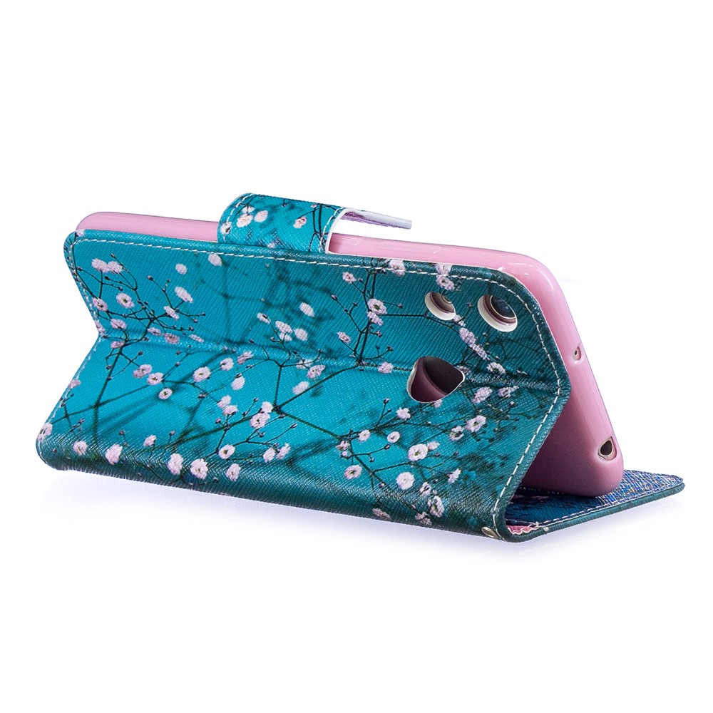 Pattern Printing PU Leather Flip Cover for Huawei Honor 8A - Tree with Flowers-4
