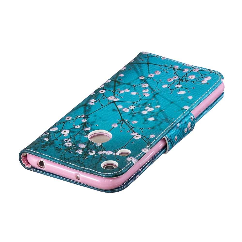 Pattern Printing PU Leather Flip Cover for Huawei Honor 8A - Tree with Flowers-7
