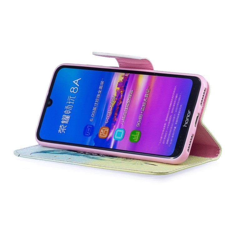 Pattern Printing PU Leather Flip Cover for Huawei Honor 8A - Feather Pattern-5