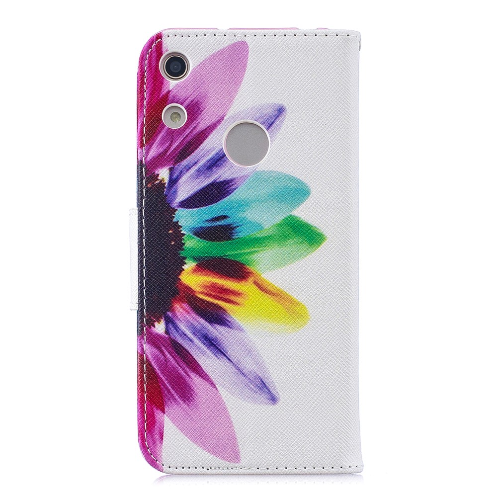 Pattern Printing PU Leather Flip Cover for Huawei Honor 8A - Petals Pattern-3