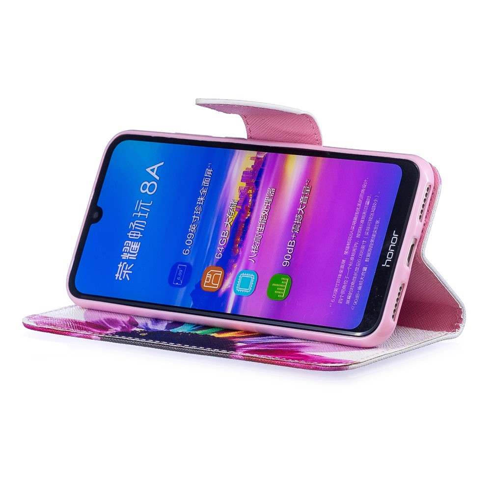 Pattern Printing PU Leather Flip Cover for Huawei Honor 8A - Petals Pattern-5