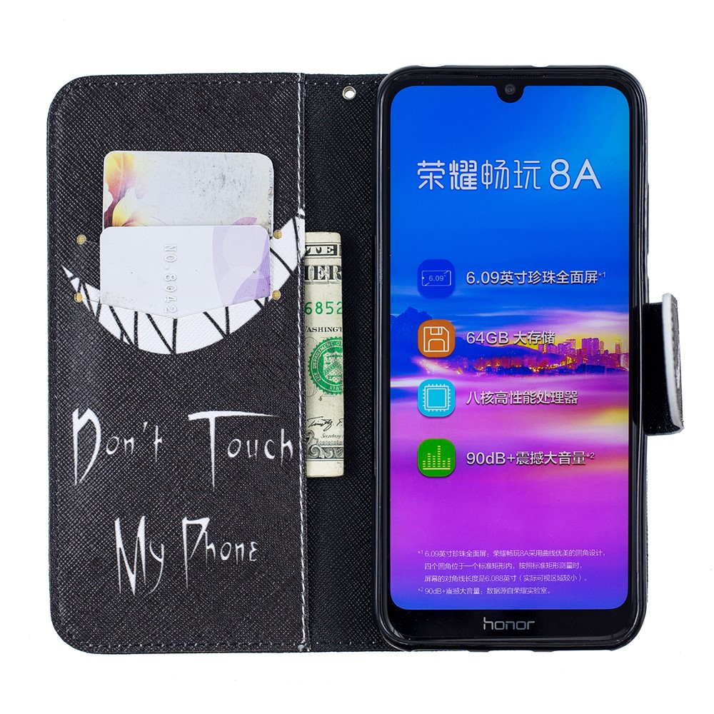 Pattern Printing PU Leather Flip Cover for Huawei Honor 8A - Do not Touch My Phone-8