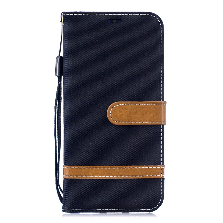 For Huawei Honor 8A Assorted Color Jeans Cloth Wallet Stand Leather Cover - Black-2