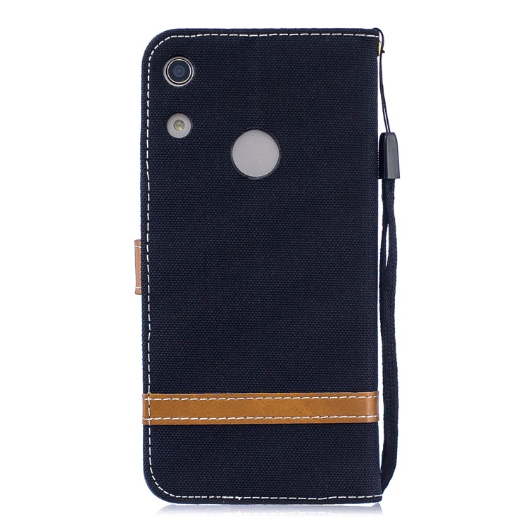 For Huawei Honor 8A Assorted Color Jeans Cloth Wallet Stand Leather Cover - Black-3