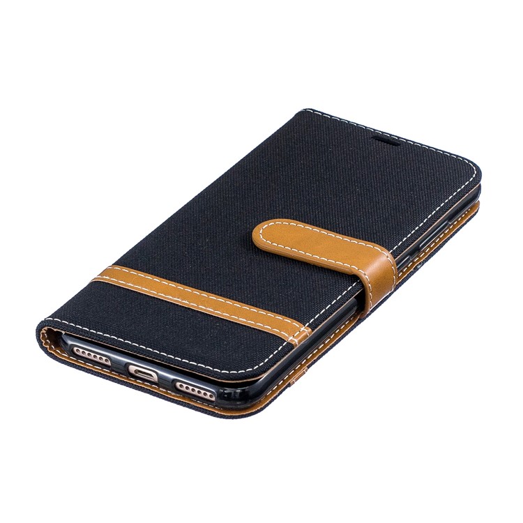 For Huawei Honor 8A Assorted Color Jeans Cloth Wallet Stand Leather Cover - Black-7