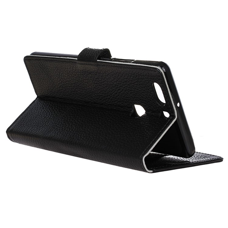 For Huawei P9 Plus Wallet Genuine Leather Case Cover with Stand Litchi Texture - Black-6