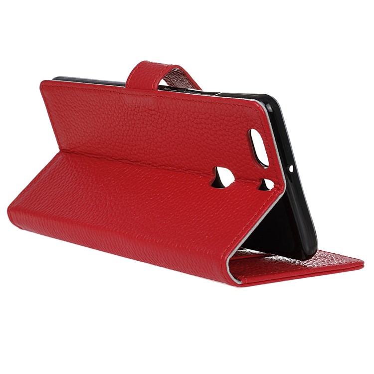 For Huawei P9 Plus Wallet Stand Genuine Leather Cover Litchi Texture - Red-6