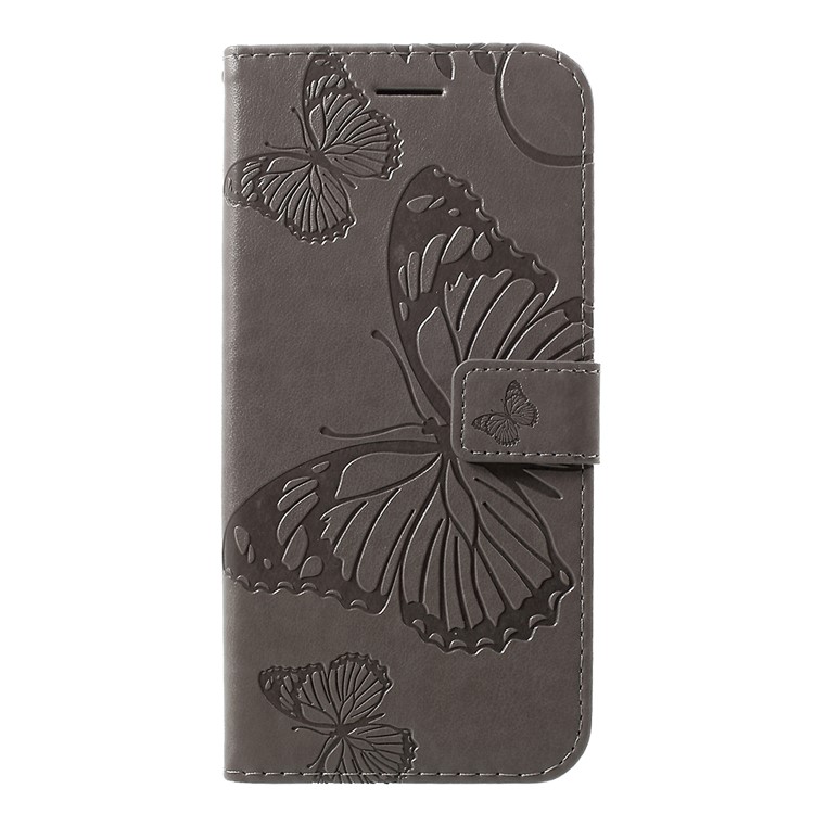 Imprint Butterfly Leather Wallet Stand Case for Huawei P30 Lite - Grey-8