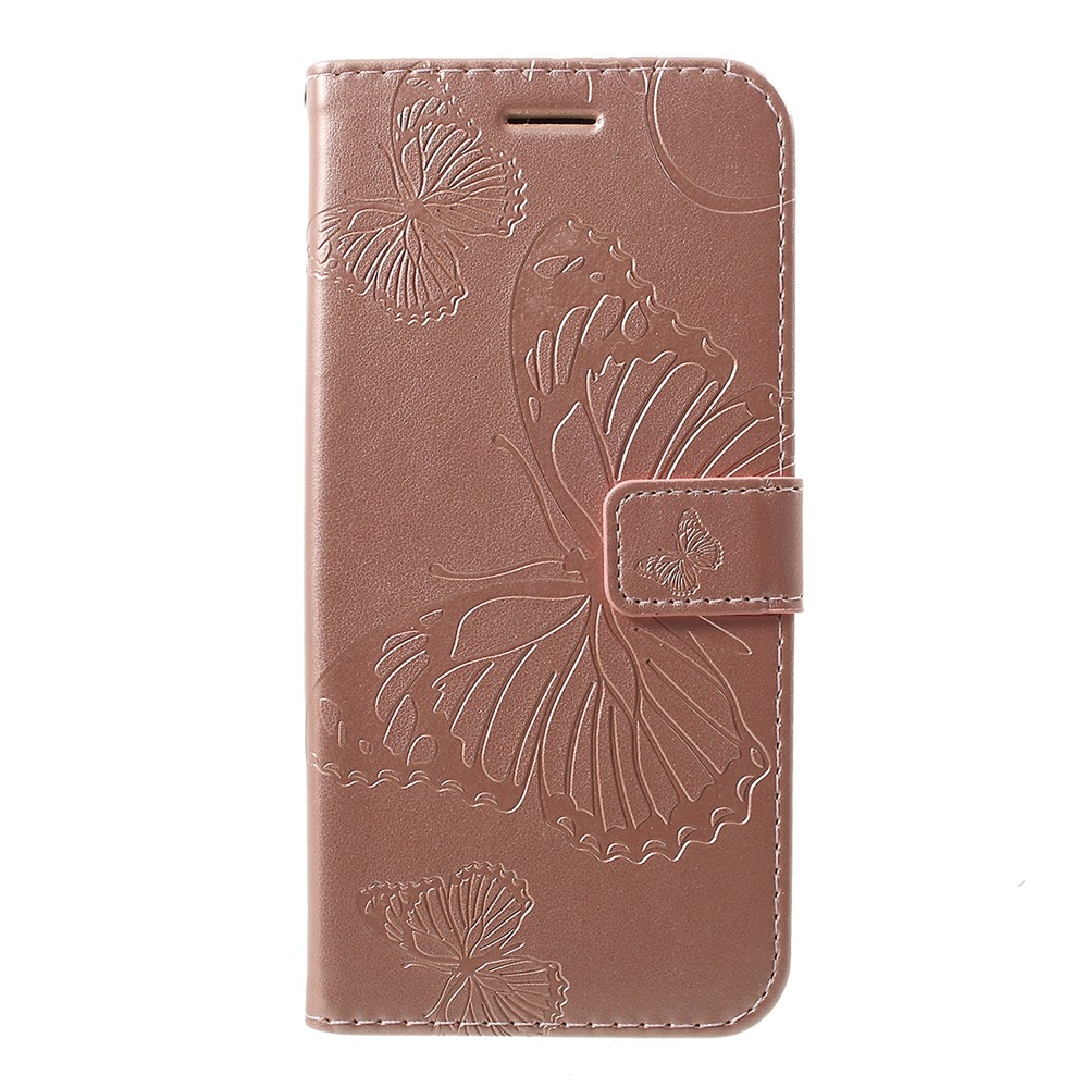 Imprint Butterfly Leather Wallet Stand Case for Huawei P30 Lite - Rose Gold-1