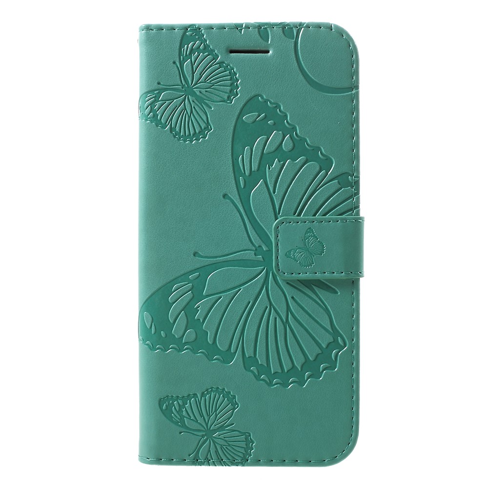 Imprint Butterfly Leather Wallet Stand Case for Huawei P30 Lite - Cyan-1