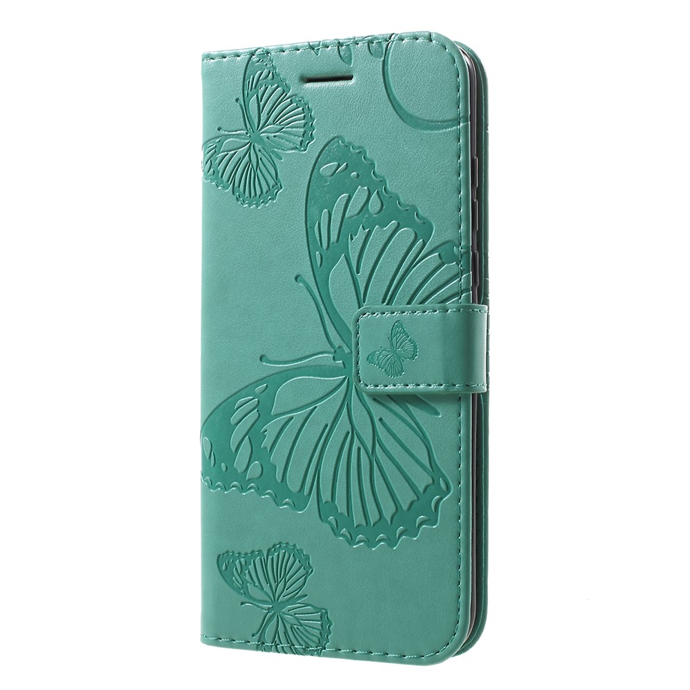 Imprint Butterfly Leather Wallet Stand Case for Huawei P30 Lite - Cyan-2