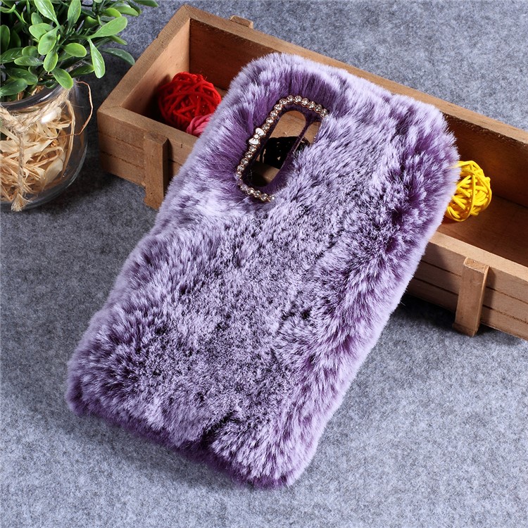 Soft Fur Coated Rhinestone TPU Back Case for Huawei P30 Pro - Puple-1