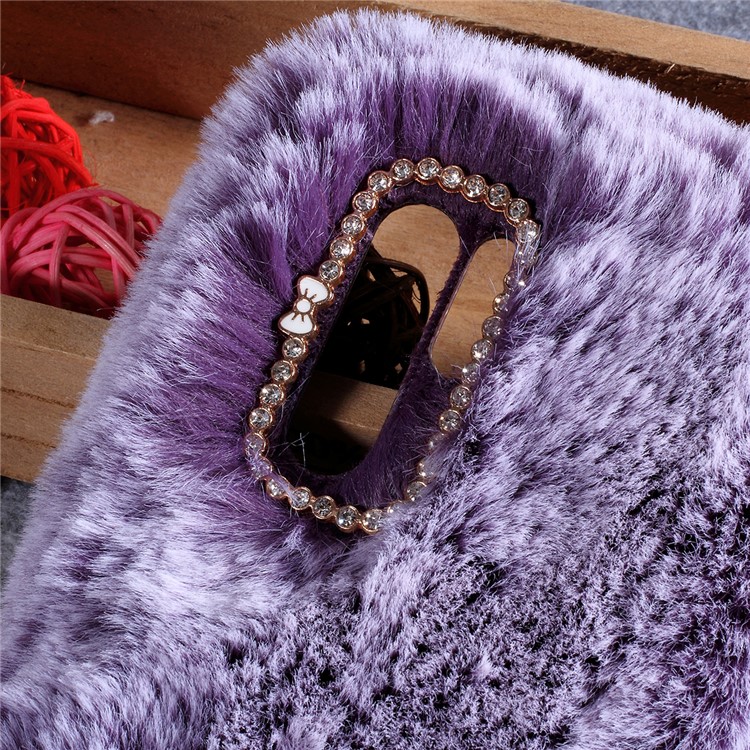 Soft Fur Coated Rhinestone TPU Back Case for Huawei P30 Pro - Puple-2