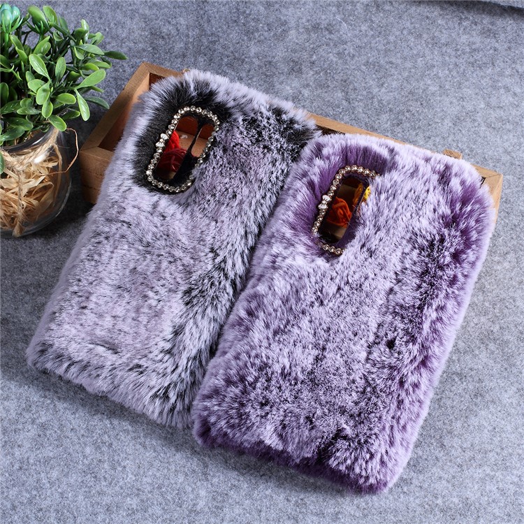 Soft Fur Coated Rhinestone TPU Back Case for Huawei P30 Pro - Puple-4