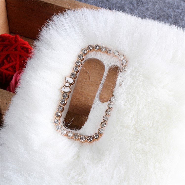 Soft Fur Coated Rhinestone TPU Back Case for Huawei P30 Pro - White-2