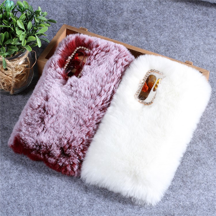 Soft Fur Coated Rhinestone TPU Back Case for Huawei P30 Pro - White-4