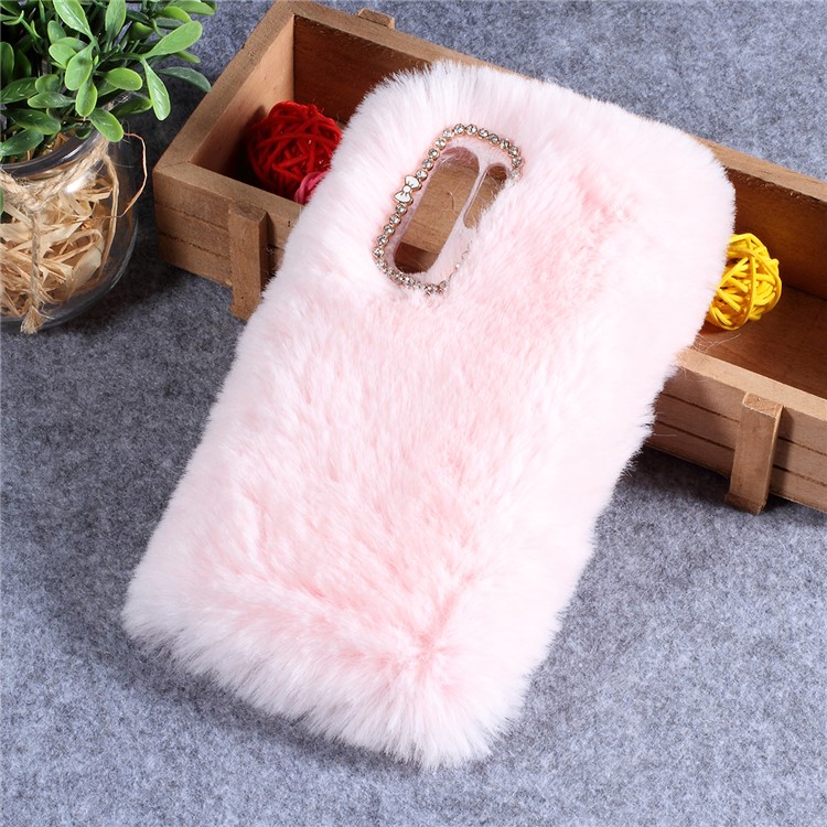 Soft Fur Coated Rhinestone TPU Back Case for Huawei P30 Pro - Pink-1