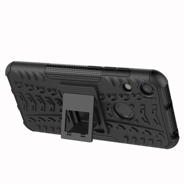 Anti-slip PC + TPU Hybrid Case with Kickstand for Huawei Honor 8A / Y6 (2019, with Fingerprint Sensor) / Y6 Prime (2019) - Black-4