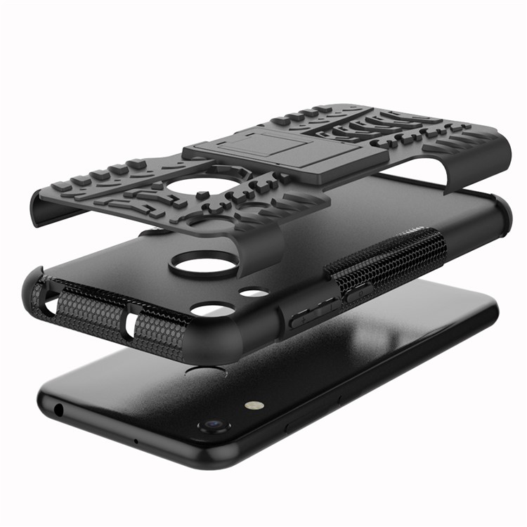 Anti-slip PC + TPU Hybrid Case with Kickstand for Huawei Honor 8A / Y6 (2019, with Fingerprint Sensor) / Y6 Prime (2019) - Black-5